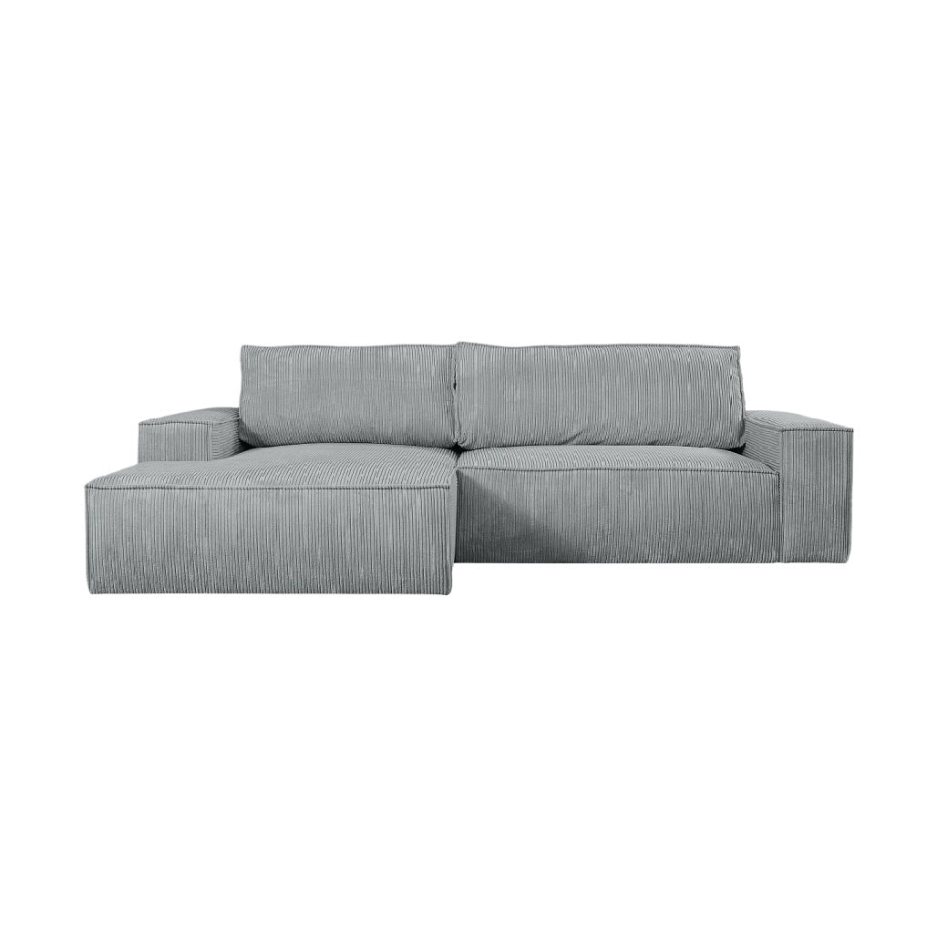 Canapé moderne en velours gris avec repose-pieds intégré