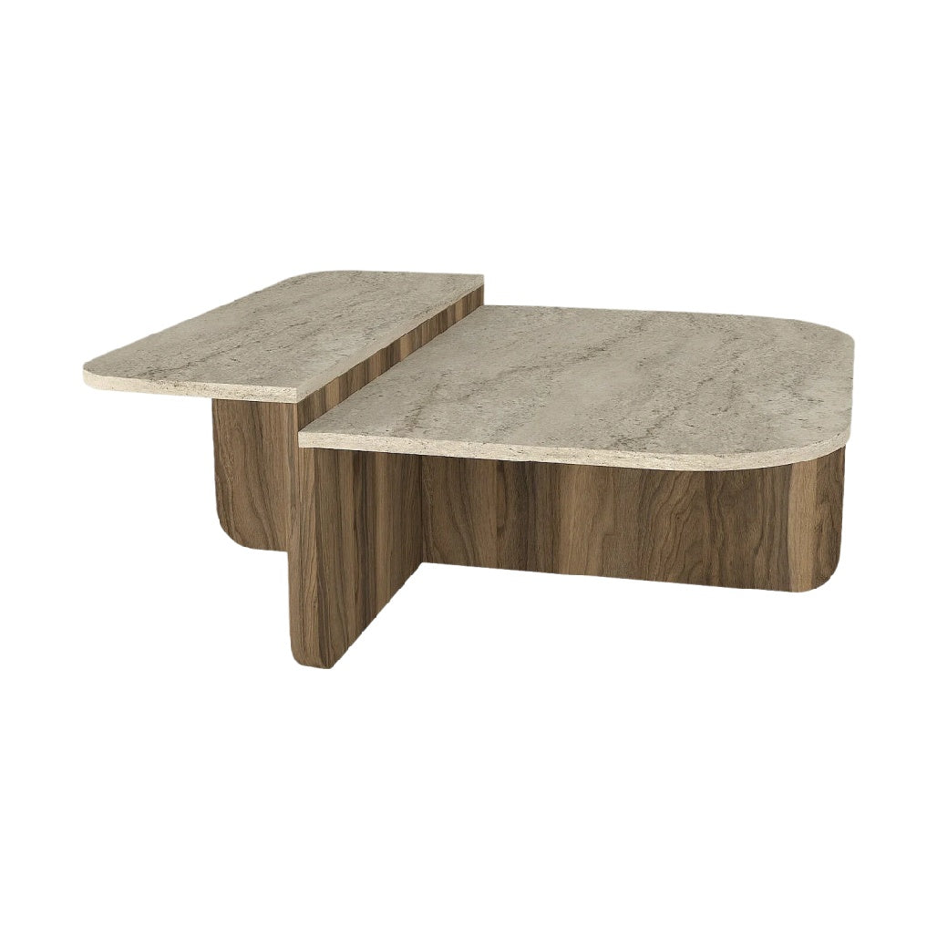 Table de bureau moderne avec finition bois et surface en pierre naturelle